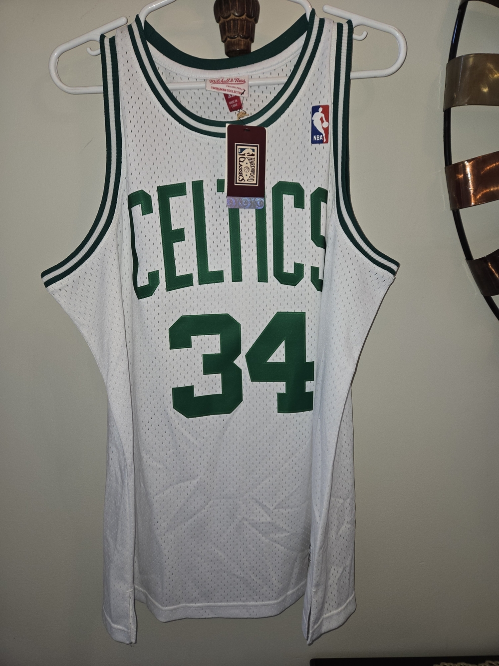 Celtics PIERCE #34 White/Green  Retro Mesh Jersey